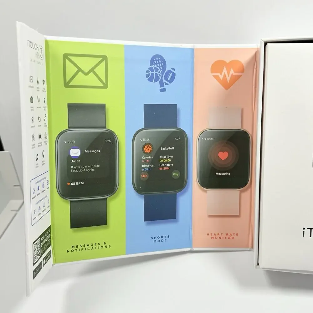 iTouch Wearables Air 3 Smartwatch Fitness Tracker Rose Gold Stainless Steel
